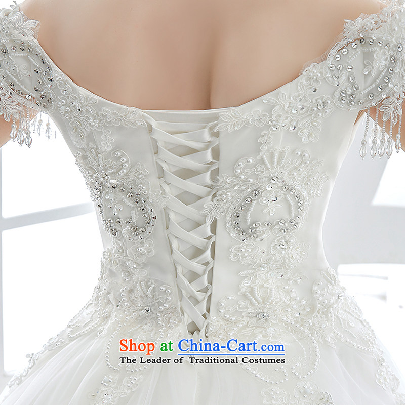 Wedding dress the Word 2015 winter bride shoulder v-neck in the Western Palace of high-end luxury fashion out of Sau San White XL, bride honeymoon shopping on the Internet has been pressed.