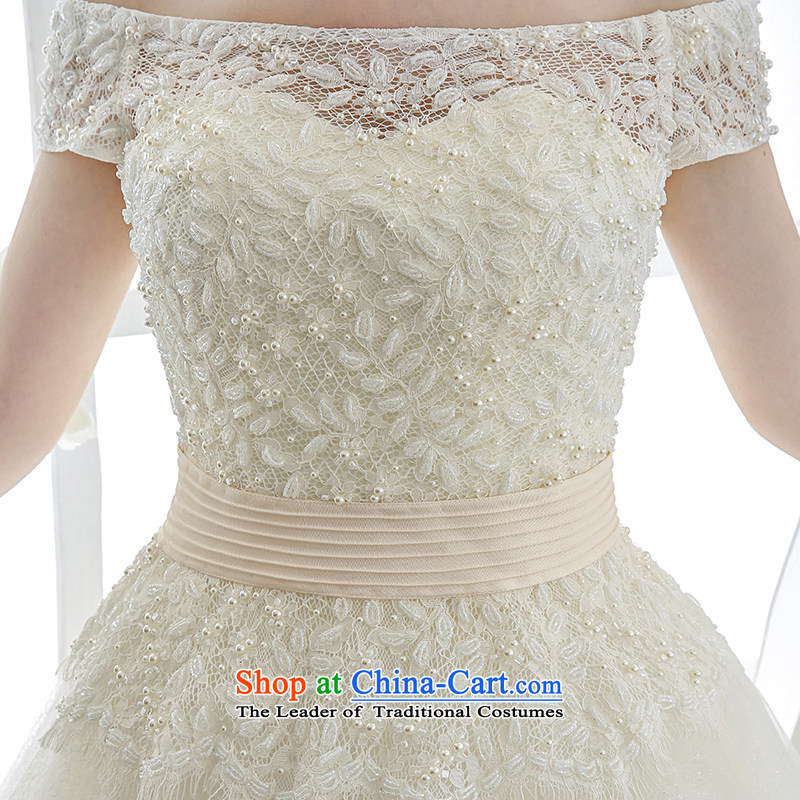Wedding dress the Word 2015 winter bride shoulder and chest champagne color western retro irrepressible high-end high-huns champagne color XL, bride honeymoon shopping on the Internet has been pressed.