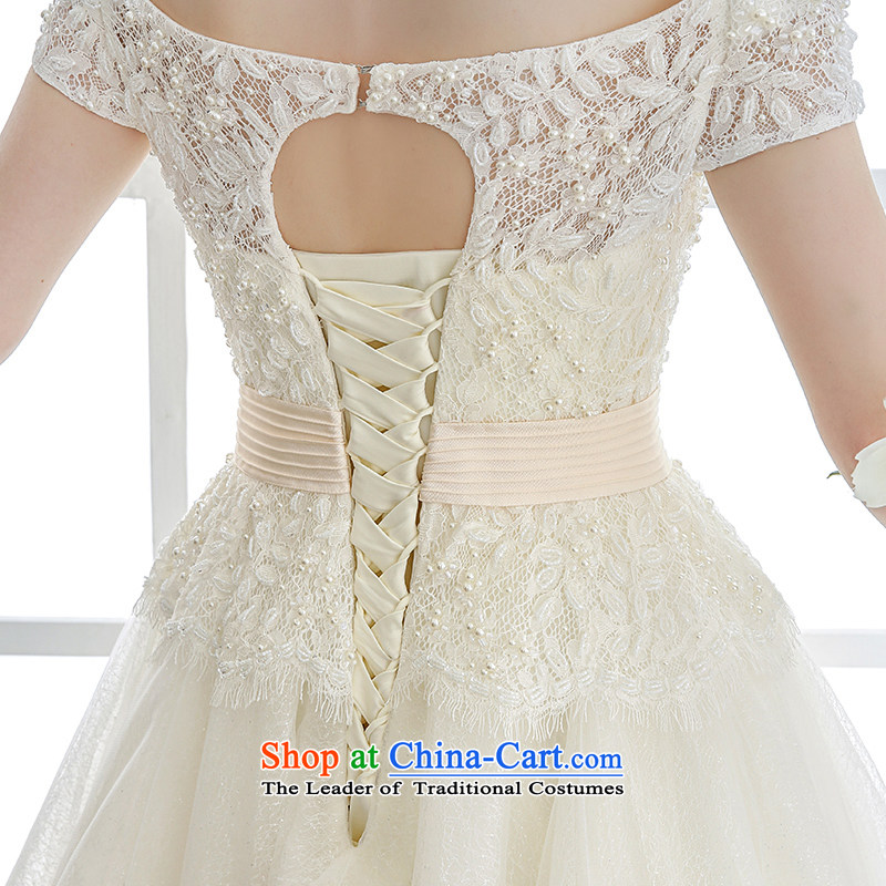 Wedding dress the Word 2015 winter bride shoulder and chest champagne color western retro irrepressible high-end high-huns champagne color XL, bride honeymoon shopping on the Internet has been pressed.