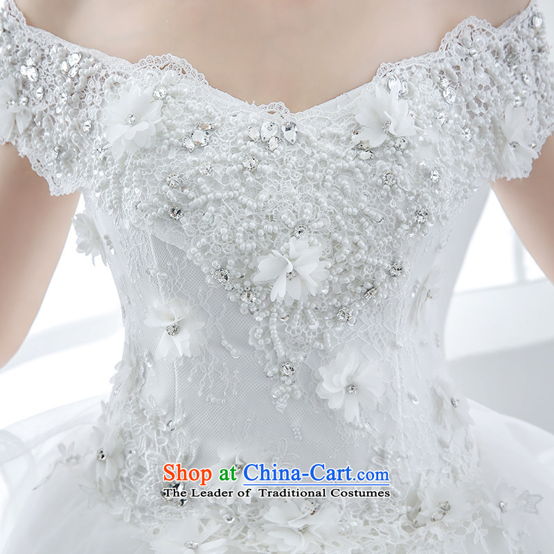 Wedding dress of autumn and winter 2015 new bride first field to align the shoulder v-neck diamond luxury big high-end up doing White XL, bride honeymoon shopping on the Internet has been pressed.