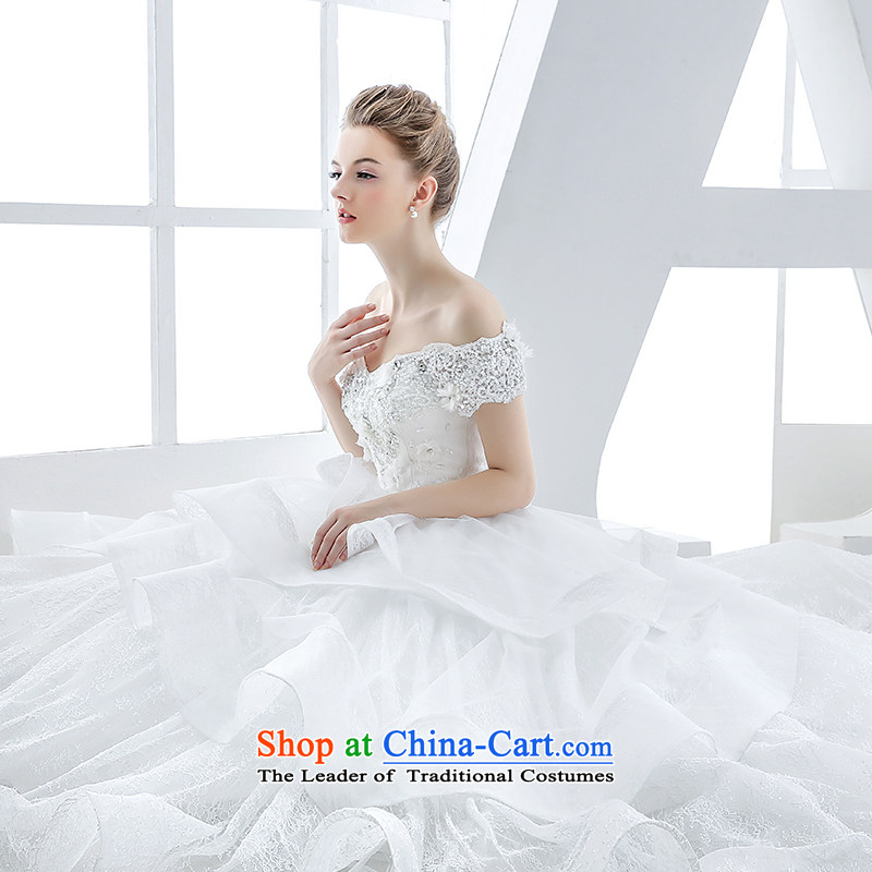 Wedding dress of autumn and winter 2015 new bride first field to align the shoulder v-neck diamond luxury big high-end up doing White XL, bride honeymoon shopping on the Internet has been pressed.