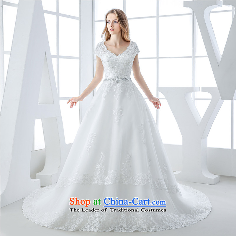 Wedding dress 2015 winter new Korean Won version tail bride video thin dark V-Neck lace pregnant women and 1 m Top Loin of tail M honeymoon bride shopping on the Internet has been pressed.