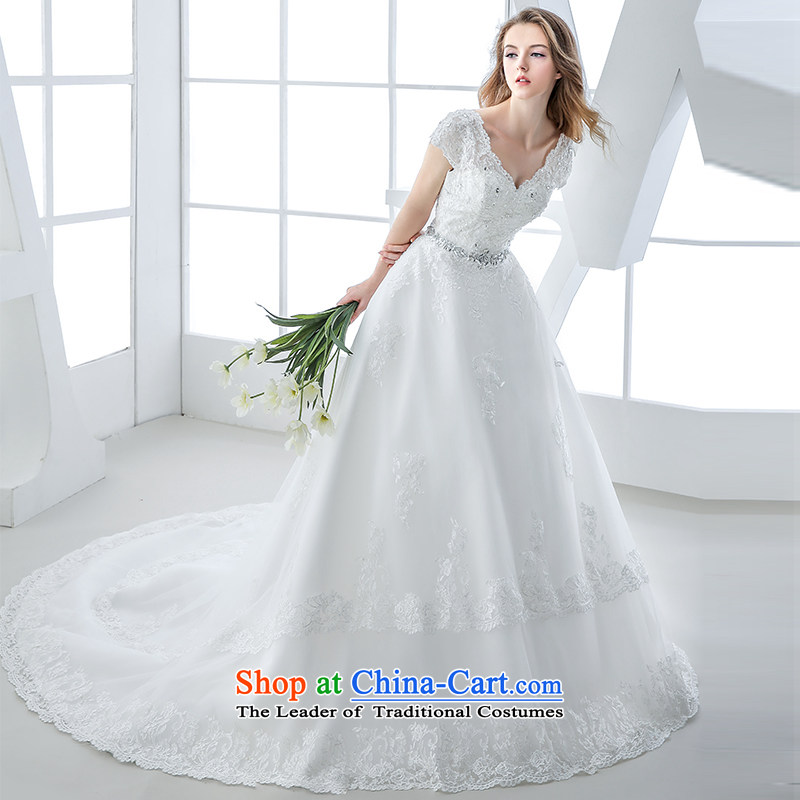 Wedding dress 2015 winter new Korean Won version tail bride video thin dark V-Neck lace pregnant women and 1 m Top Loin of tail M honeymoon bride shopping on the Internet has been pressed.