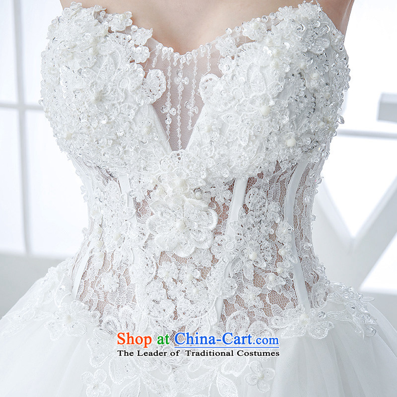 Wedding dress 2015 winter new bride wiping the chest straps trailing Korean-style palace western graphics thin white high-end white 50cm and tail XL, bride honeymoon shopping on the Internet has been pressed.