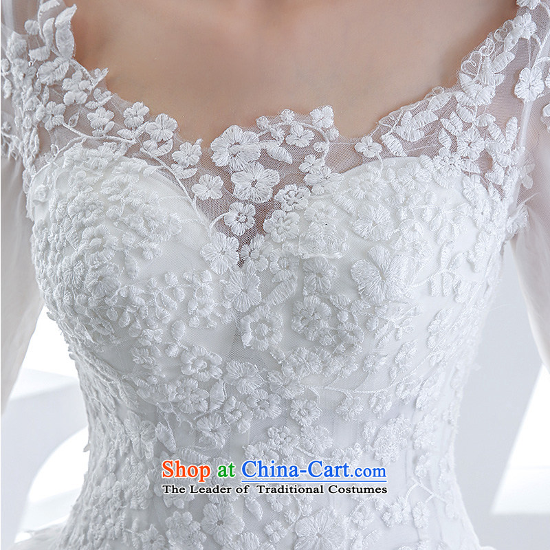 Wedding dress 2015 winter new bride long-sleeved shoulders lace align to bind with the white European-style high-end antique white S honeymoon bride shopping on the Internet has been pressed.