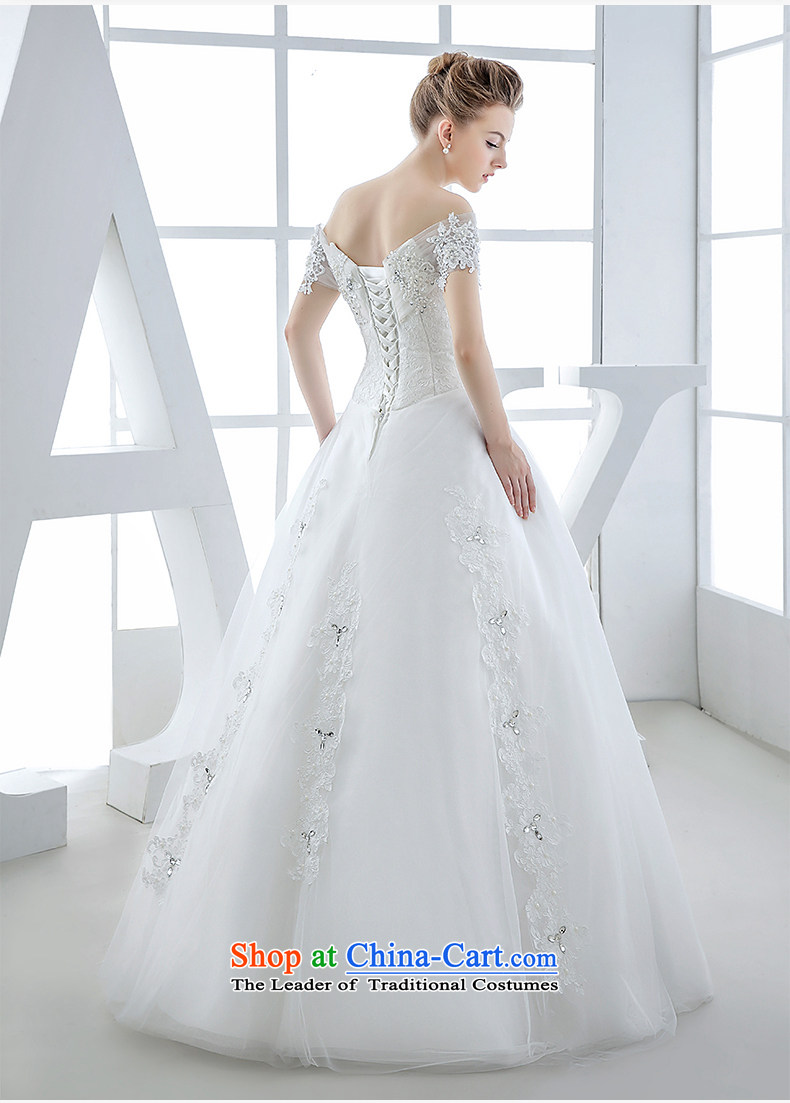 Wedding dress of autumn and winter 2015 new bride first field to align the shoulder v-neck with Europe and the cuff princess stylish and simple white S picture, prices, brand platters! The elections are supplied in the national character of distribution, so action, buy now enjoy more preferential! As soon as possible.