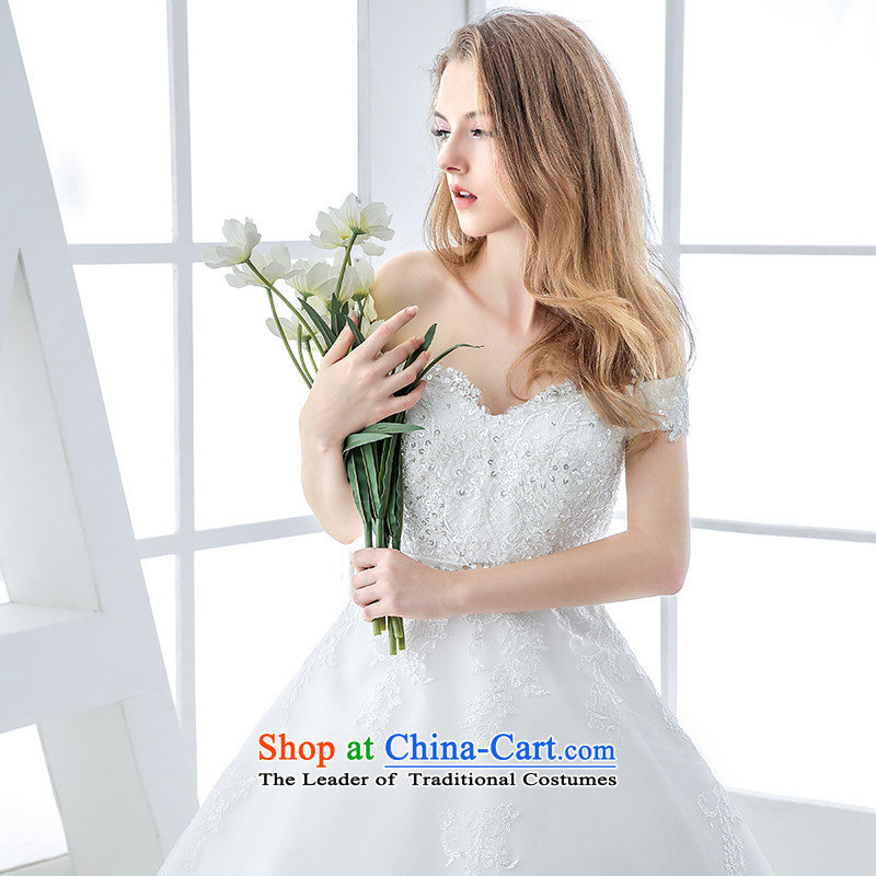 Wedding dress 2015 winter new bride first field shoulder Deep v-neck tail lace pregnant women Top Loin of Sau San Video Thin 1.5 m and M honeymoon bride.... end shopping on the Internet