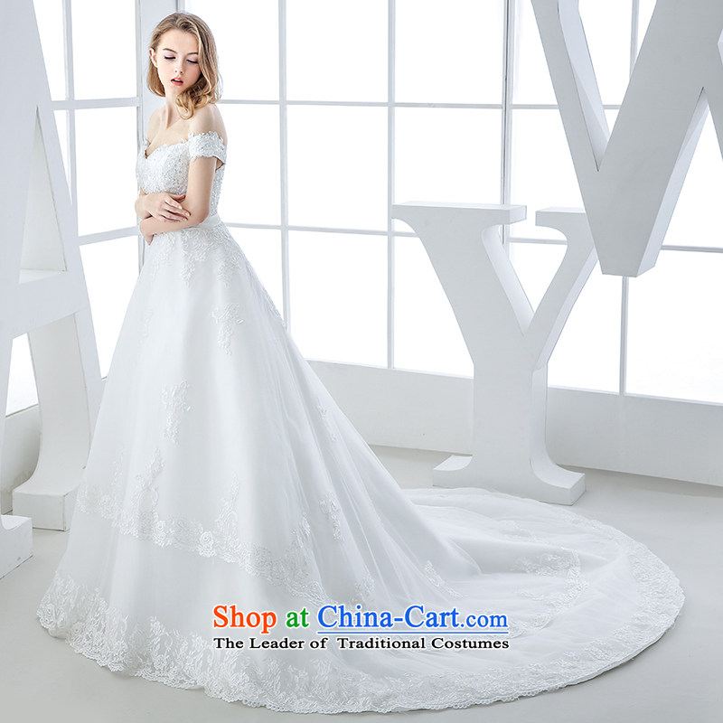Wedding dress 2015 winter new bride first field shoulder Deep v-neck tail lace pregnant women Top Loin of Sau San Video Thin 1.5 m and M honeymoon bride.... end shopping on the Internet