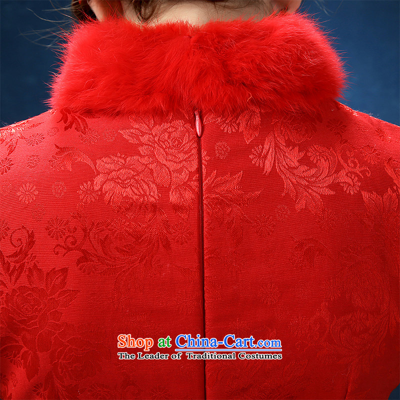 2015 WINTER winter wedding dress uniform qipao upscale bows red Sau San marriages wedding dresses red S Honeymoon in short bride shopping on the Internet has been pressed.