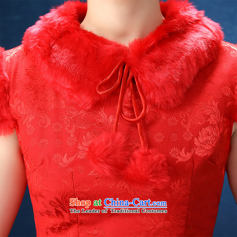 2015 WINTER winter wedding dresses marriages qipao red short of Sau San short qipao etiquette bows services red XL, bride honeymoon shopping on the Internet has been pressed.