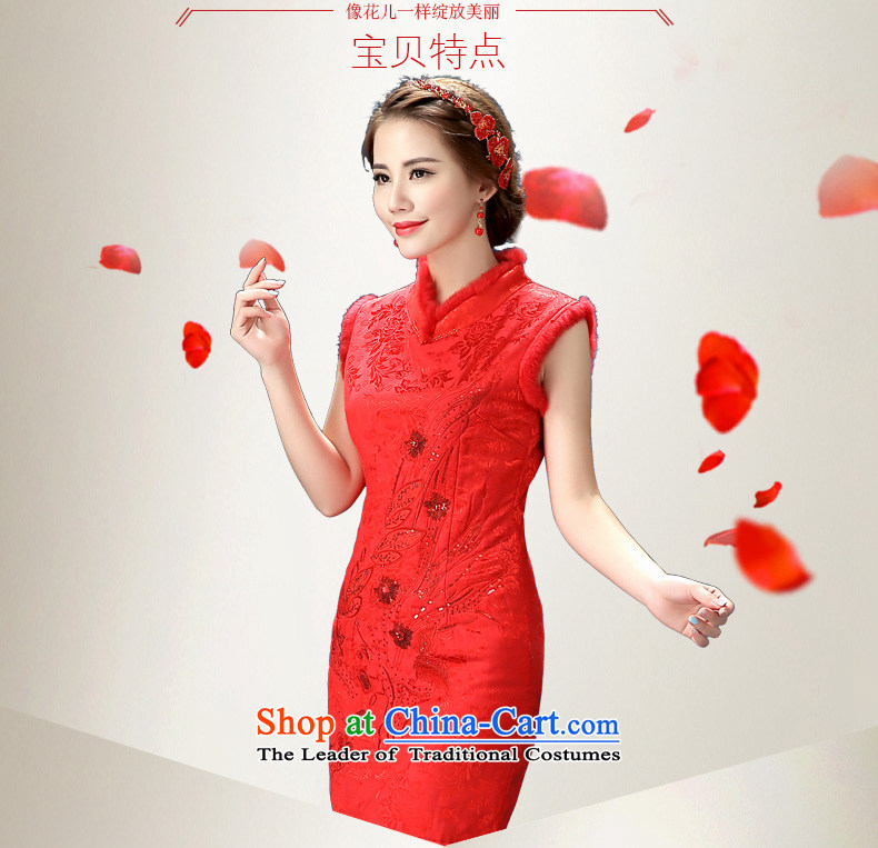 2015 WINTER winter clothing new cheongsam marriages wedding large red short qipao bows service 