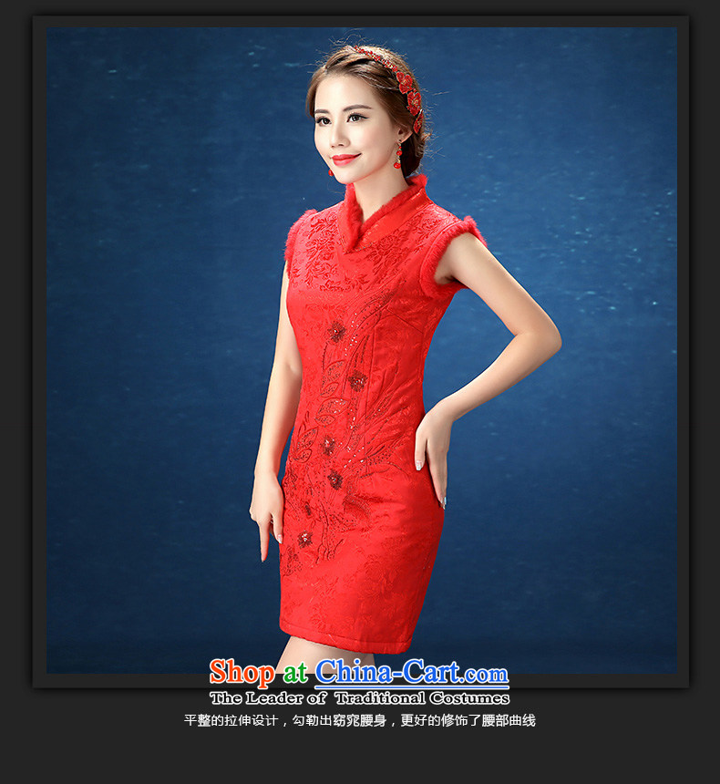 2015 WINTER winter clothing new cheongsam marriages wedding large red short qipao bows service 