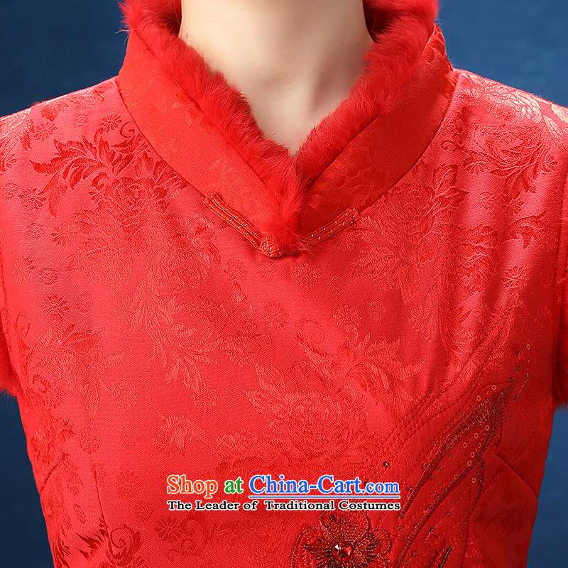 2015 WINTER winter clothing new cheongsam marriages wedding large red short qipao bows service     RED S honeymoon bride shopping on the Internet has been pressed.