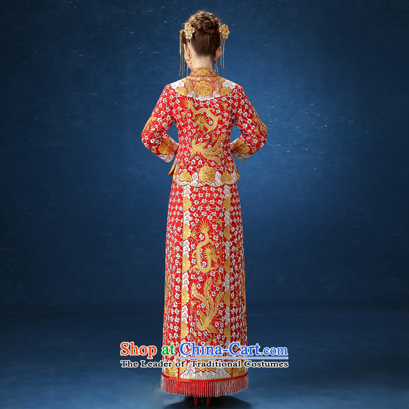 2015 WINTER New Sau Wo service long-sleeved Sau San marriages Chinese cheongsam dress longfeng use female RED M honeymoon bride shopping on the Internet has been pressed.