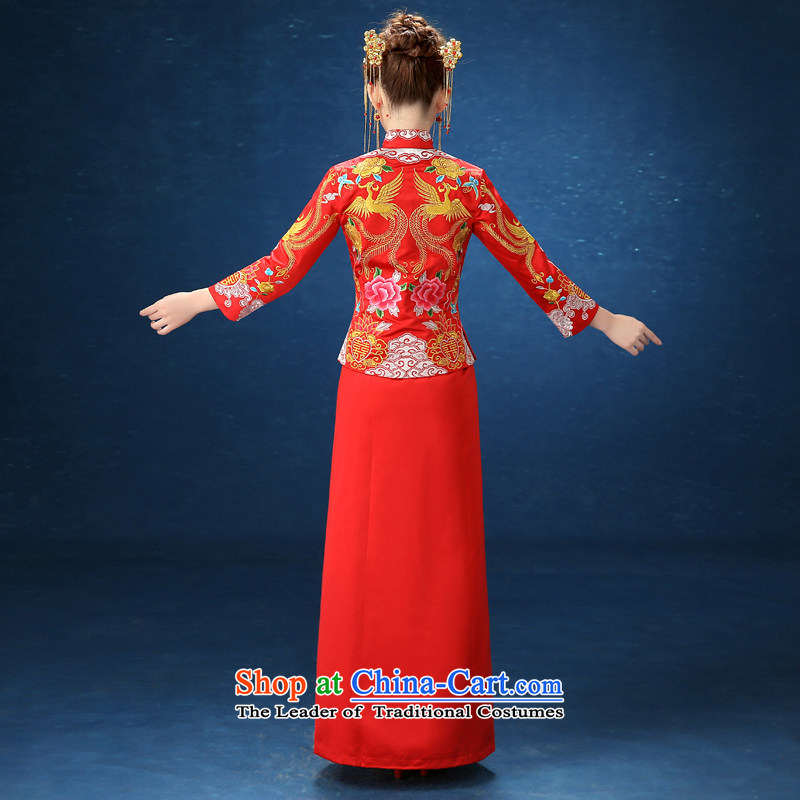 2015 WINTER new kimono cheongsam dress Soo-red-soo wo serving Chinese style wedding bride bows to Sau San Red XXL, honeymoon bride shopping on the Internet has been pressed.