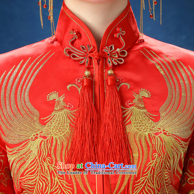 2015 WINTER New Sau Wo Service Bridal Chinese wedding gown marriage costume large long-sleeved longfeng pregnant women use red S honeymoon bride shopping on the Internet has been pressed.