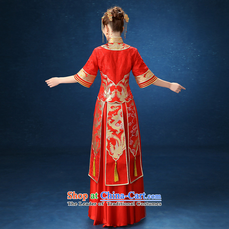2015 WINTER new red-soo kimono qipao Sau San marriages Chinese dragon use female Red Dress XXL, honeymoon bride shopping on the Internet has been pressed.