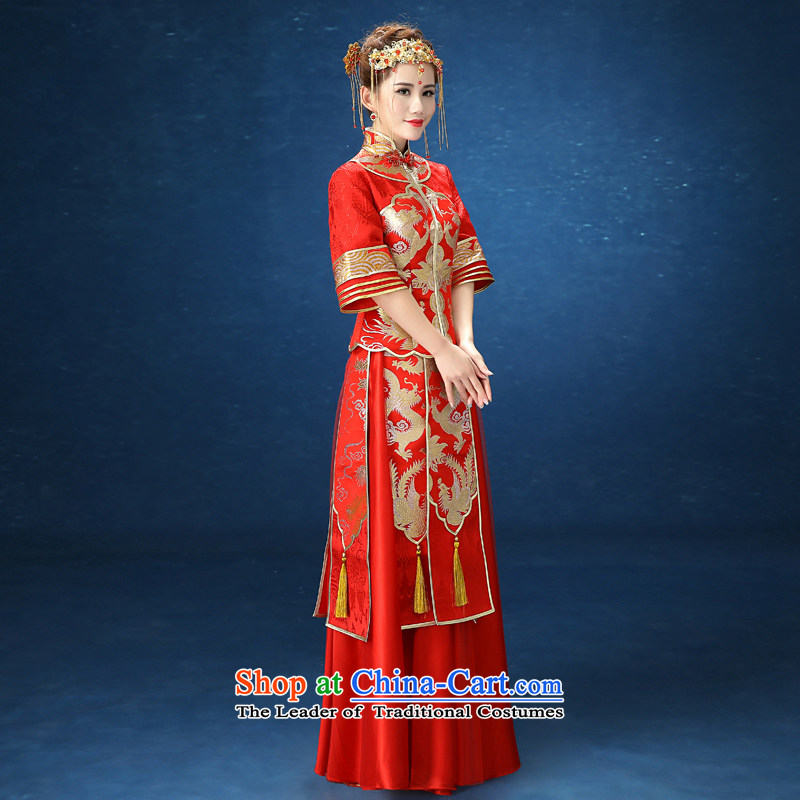 2015 WINTER new red-soo kimono qipao Sau San marriages Chinese dragon use female Red Dress XXL, honeymoon bride shopping on the Internet has been pressed.