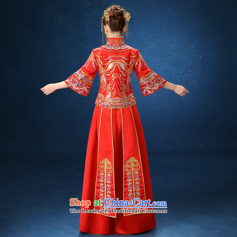 2015 WINTER New Sau Wo service long-sleeved costume bride wedding dress Chinese wedding dress code and Phoenix Use Red Large S honeymoon bride shopping on the Internet has been pressed.
