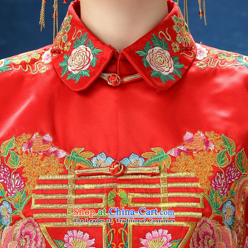 2015 WINTER new bride long-sleeved Soo kimono Chinese marriage Sau Wo Service costume pregnant women use red XXL, longfeng honeymoon bride shopping on the Internet has been pressed.