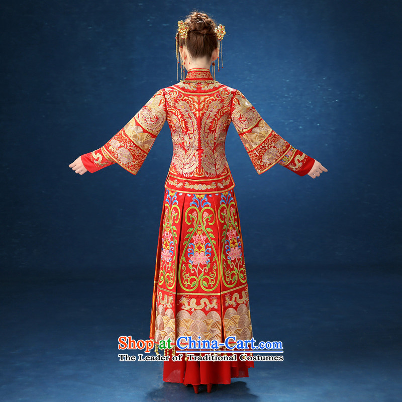 2015 WINTER New Sau Wo Service Bridal Chinese dragon use red brides married long-sleeved Soo kimono red XXL, honeymoon bride shopping on the Internet has been pressed.