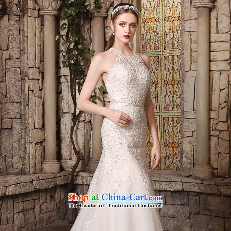 Custom Wedding 2015 dressilyme autumn and winter New Sau San crowsfoot luxury Stitch pearl round-neck collar small trailing wedding bride wedding dress ivory - no spot M,DRESSILY OCCASIONS ME WEAR ON-LINE,,, shopping on the Internet