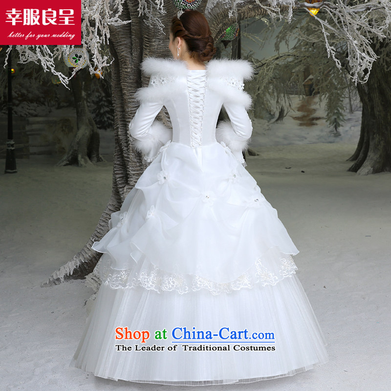The privilege of serving-leung wedding dresses new Word 2015 winter shoulder bride wedding dress to align the large numbers of female long-sleeved winter, wedding , L, a service-leung , , , shopping on the Internet