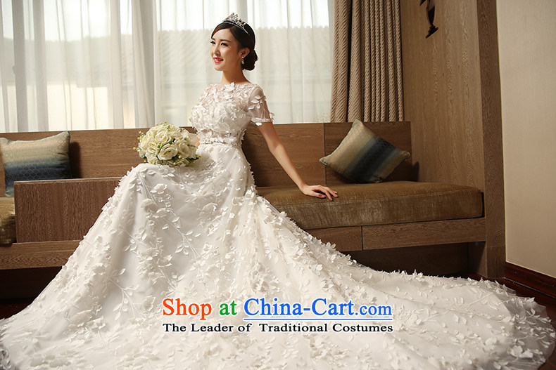 The same tslyzm star wedding dresses small trailing short-sleeved marriages 2015 new autumn and winter flower Flower Fairies