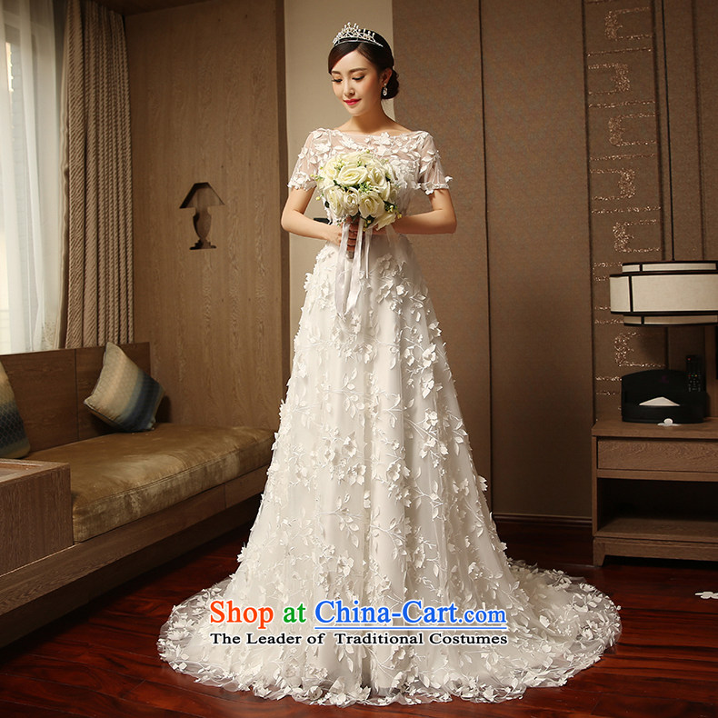 The same tslyzm star wedding dresses small trailing short-sleeved marriages 2015 new autumn and winter flower Flower Fairies