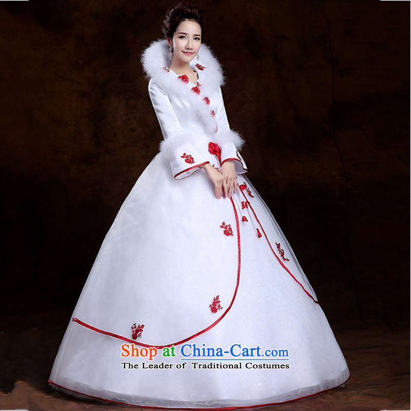 Yong-yeon and marriages wedding new 2015 autumn and winter long-sleeved thick hair collar align to the winter) Wedding yard white S, Yong-yeon and shopping on the Internet has been pressed.