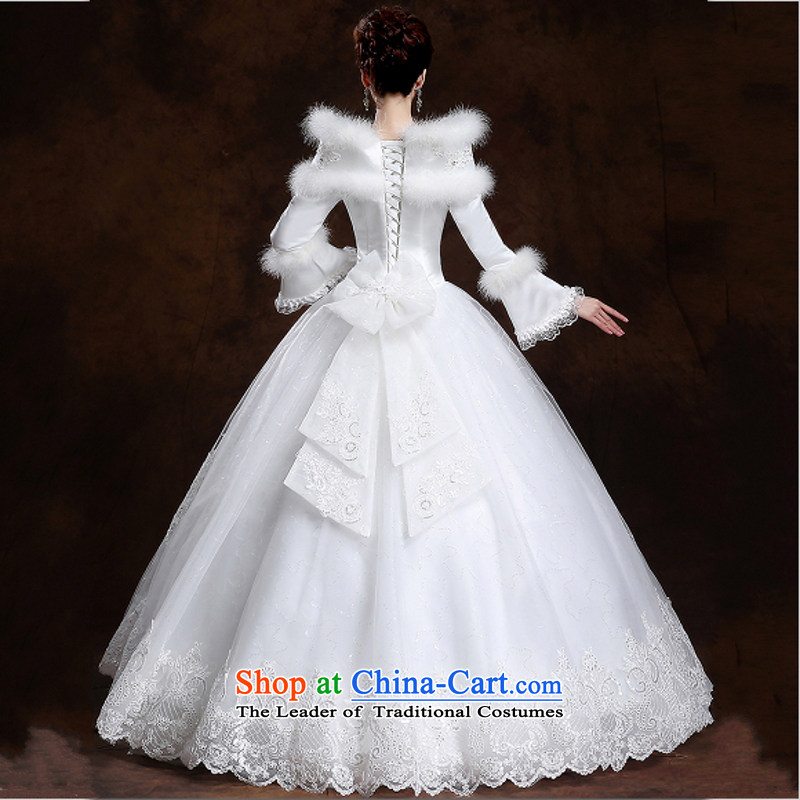 Yong-yeon and wedding dresses new Word 2015 autumn and winter shoulder straps to align the shoulder marriages thick long-sleeved white , L-yong of winter Yim Close shopping on the Internet has been pressed.
