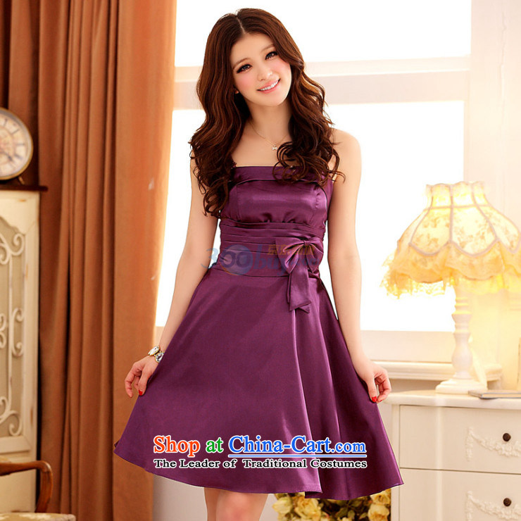 Of the Korean version of the new 2015 reft of short, under the auspices of marriage banquet bridesmaid light bow knot Victoria Foutune of gathering large lifting strap dress skirt its 3676th purple XXL picture, prices, brand platters! The elections are supplied in the national character of distribution, so action, buy now enjoy more preferential! As soon as possible.