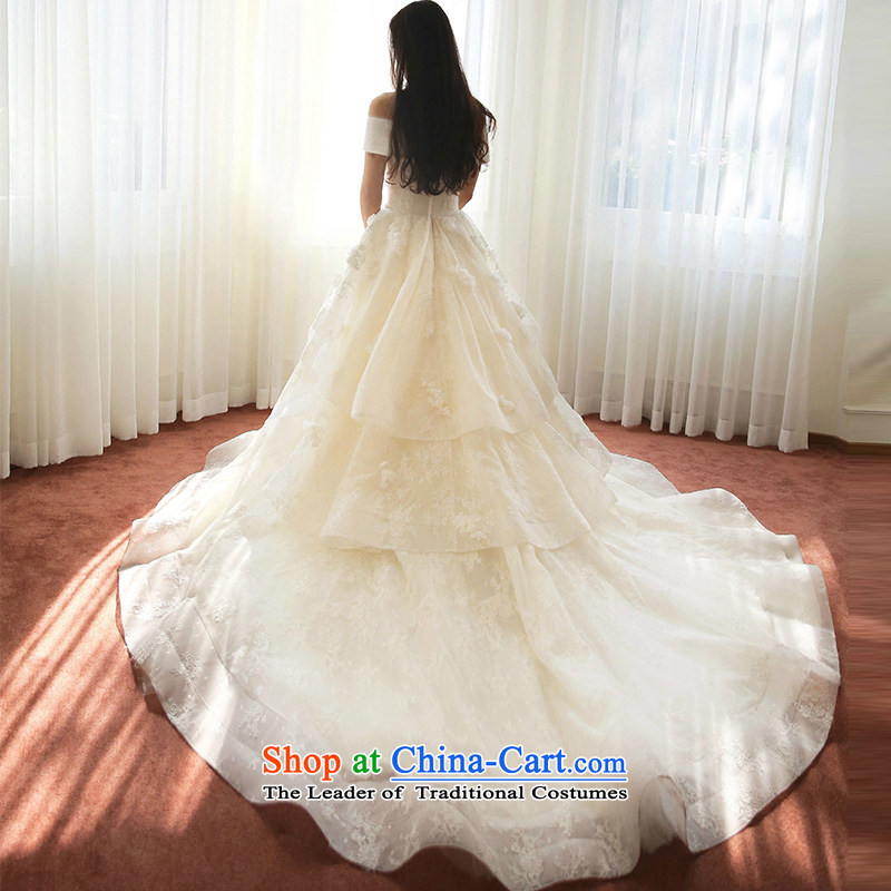 2015 Autumn and winter new stylish Western slotted shoulder wedding dresses long tail retro Palace Grand tail tail, M, plumbing, , , , shopping on the Internet