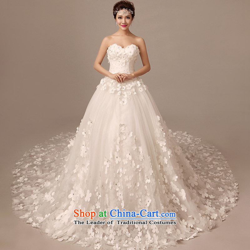 2015 Autumn and winter new stylish Korean version manually flowers wedding dresses long tail large graphics thin large Sau San tail 200CM TAIL XL, plumbing, , , , shopping on the Internet