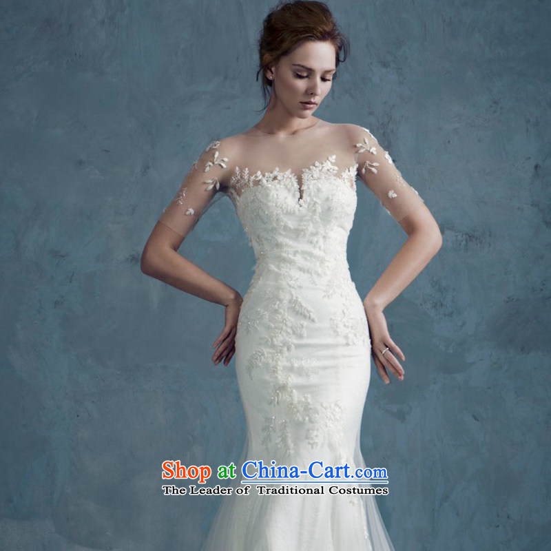 2015 Autumn and winter new word shoulder lace Sau San Video Foutune of thin, cuff crowsfoot wedding dresses small trailing custom straps, L ), strap Kit Man , , , shopping on the Internet