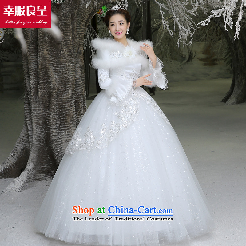 The privilege of serving-leung winter wedding dresses wedding dress bride with new large long-sleeved align to a field of services white 2XL, shoulder-leung , , , shopping on the Internet