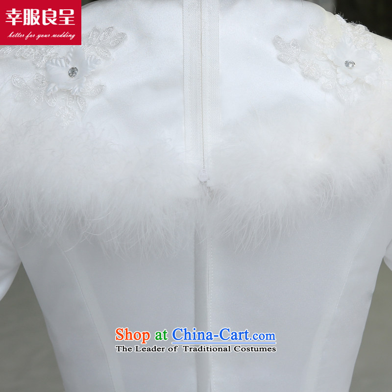 The privilege of serving-leung winter wedding dresses new bride wedding dress larger long-sleeved Korean minimalist white M honor to align the service-leung , , , shopping on the Internet