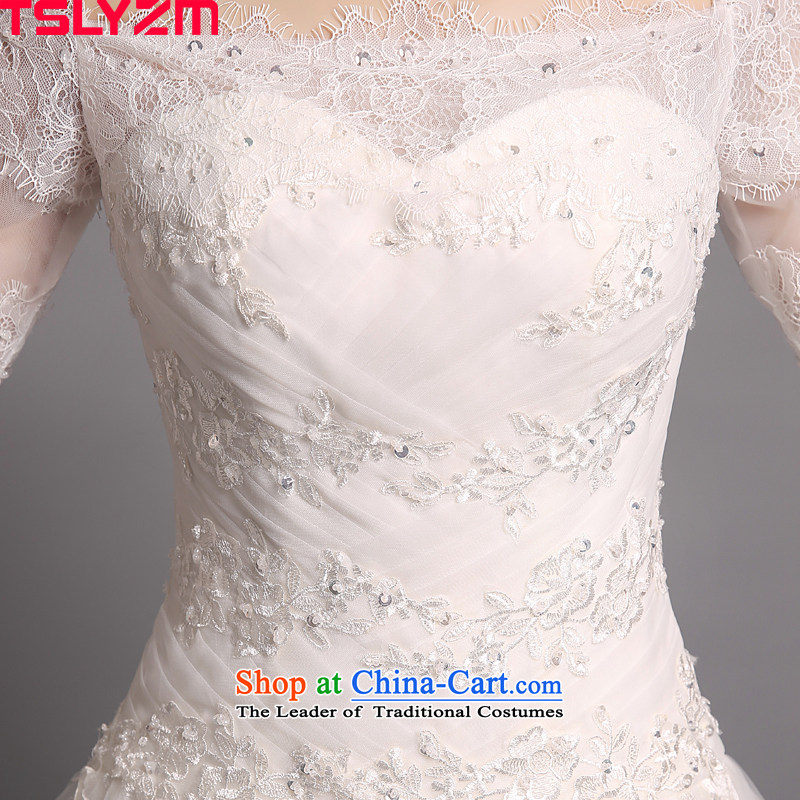 The word tslyzm bride shoulder length tail wedding dresses in cuff new 2015 autumn and winter married Korean style graphics thin long-sleeved Sau San tail 120cm xl,tslyzm,,, shopping on the Internet