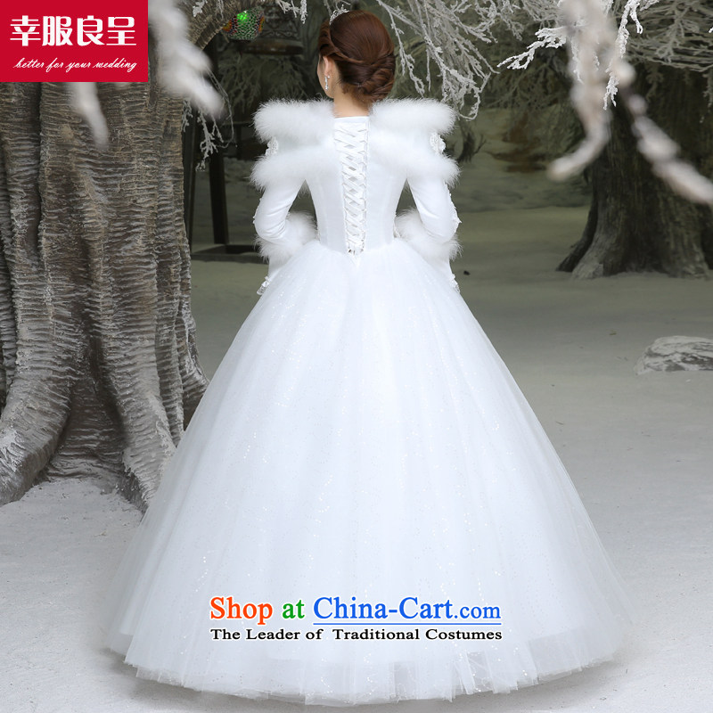 The privilege of serving-leung winter wedding dresses new bride replacing wedding dresses 2015 large long-sleeved to align a Field of service, white shoulder-leung , , , shopping on the Internet