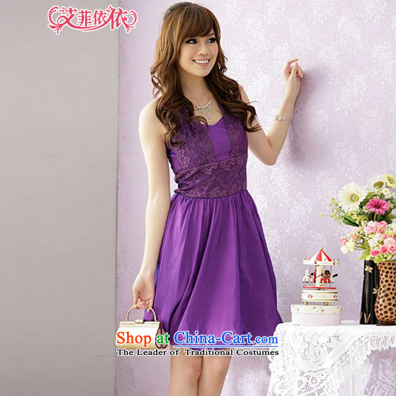 Reft short, Eiffel lanterns small dress 2015 won the Women's Korean version of the new version of the annual meeting of the chairpersons stage evening banquet sister dresses 3595 will Purple