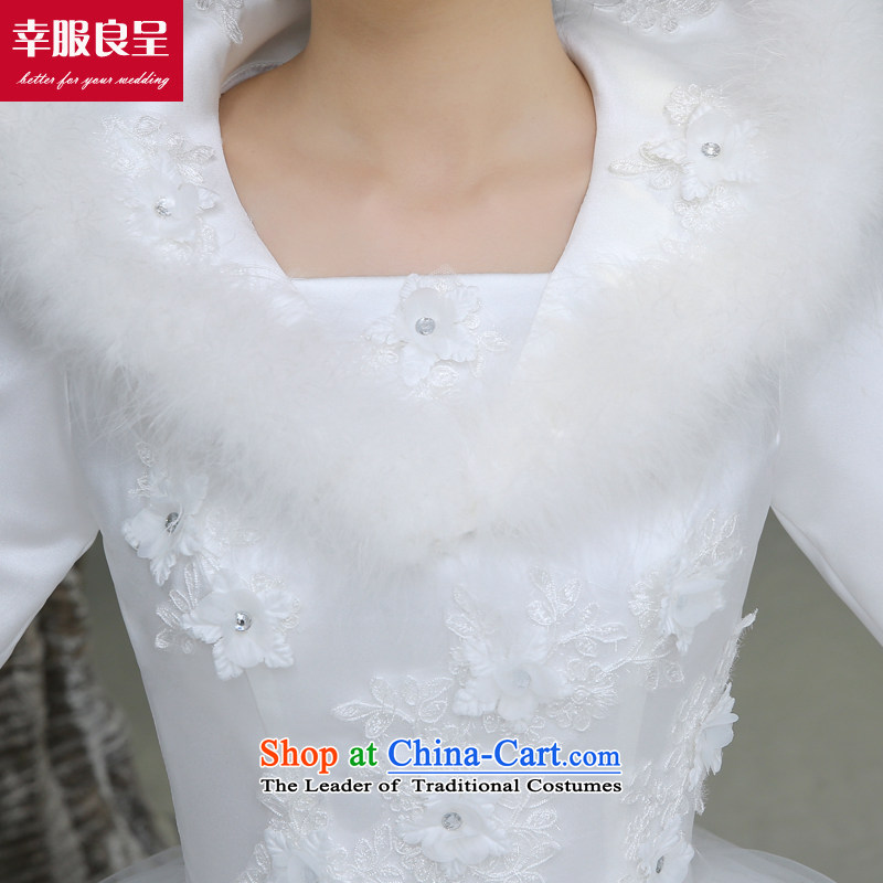 The privilege of serving-leung winter wedding dresses new bride wedding dress larger long-sleeved Korean minimalist white XL, honor to align the service-leung , , , shopping on the Internet