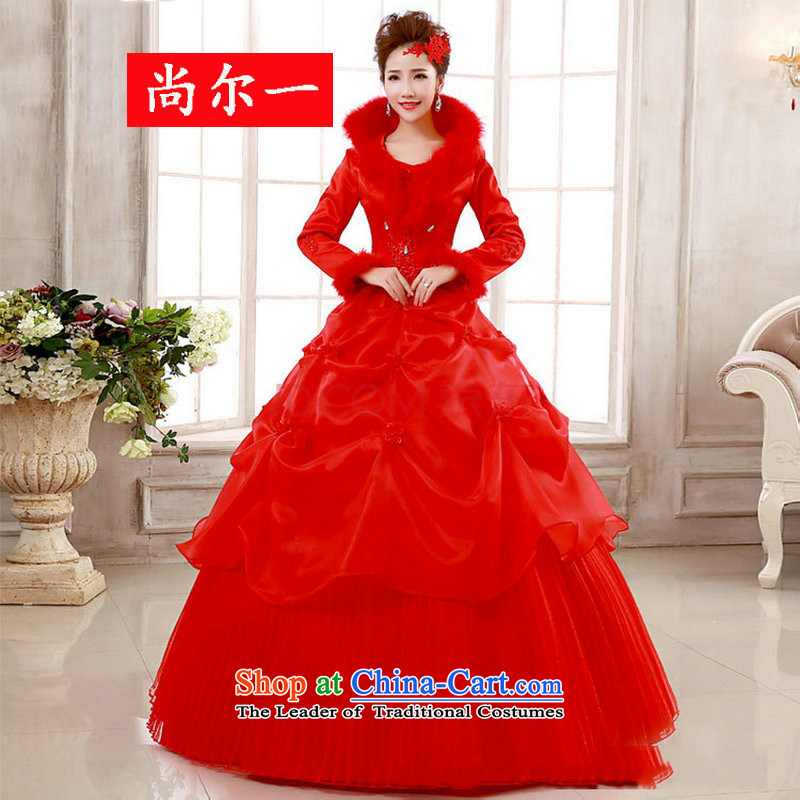 Yet, a winter wedding dresses 2014 new winter long-sleeved thick cotton plus wedding winter bride winter_ red package YSB2081 XL