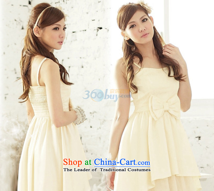 Of the 2015 Korean glued to the new women's short) bridesmaid sister replace stage performances under the auspices of Lady lace bow tie bon bon small dress skirt 3735 apricot color codes are pictures, prices, brand platters! The elections are supplied in the national character of distribution, so action, buy now enjoy more preferential! As soon as possible.
