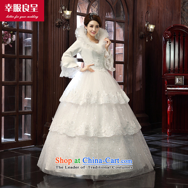 The privilege of serving-leung winter wedding new Korean brides wedding dress long-sleeved long alignment to Sau San white wedding dress white 2XL, honor services-leung , , , shopping on the Internet
