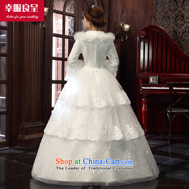 The privilege of serving-leung winter wedding new Korean brides wedding dress long-sleeved long alignment to Sau San white wedding dress white 2XL, honor services-leung , , , shopping on the Internet