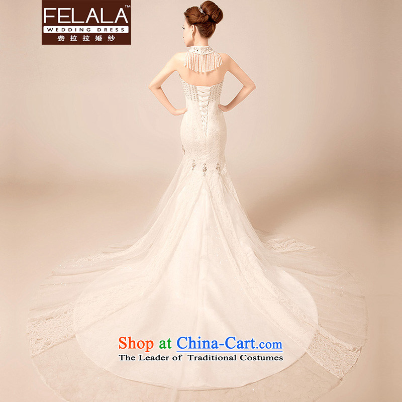 Ferrara tail crowsfoot wedding dresses Korea 2015 summer edition stylish bride tail white breast tissue with diamond S(1 feet) of Ferrara wedding (FELALA) , , , shopping on the Internet