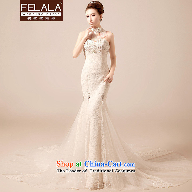 Ferrara tail crowsfoot wedding dresses Korea 2015 summer edition stylish bride tail white breast tissue with diamond S(1 feet) of Ferrara wedding (FELALA) , , , shopping on the Internet