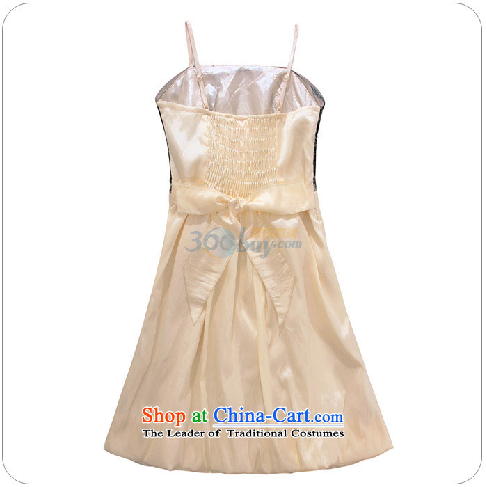 Of the 2015 Korean glued to the new women's annual meeting under the auspices of short banquet style flower bubble lanterns strap small dress dresses 3745 champagne color pictures, prices, XL brand platters! The elections are supplied in the national character of distribution, so action, buy now enjoy more preferential! As soon as possible.
