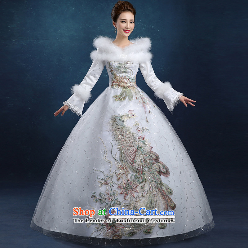 Tim hates makeup and 2015 New Winter wedding dresses warm long-sleeved wedding dresses folder cotton wedding winter marriage wedding lace wedding HS014 white S, Tim hates makeup and shopping on the Internet has been pressed.