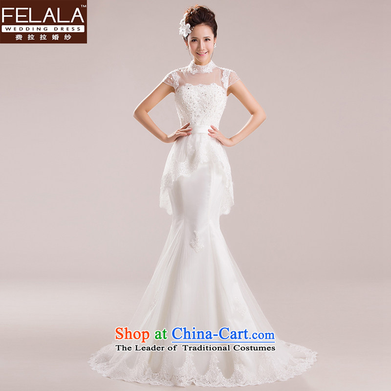 Ferrara 2015 new word wedding shoulder foutune crowsfoot small trailing lace skirt Korean Princess wedding spring L Suzhou Shipment